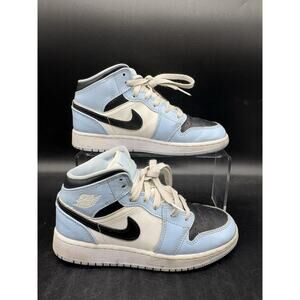 Nike Air Jordan 1 Mid 555112-401 Blue Basketball Shoes Sneakers Youth Size 4Y